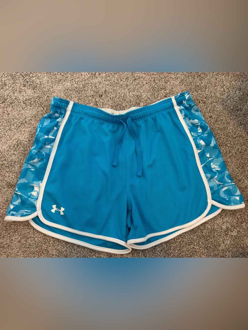 Under Armour Blue Athletic Shorts with White Trim